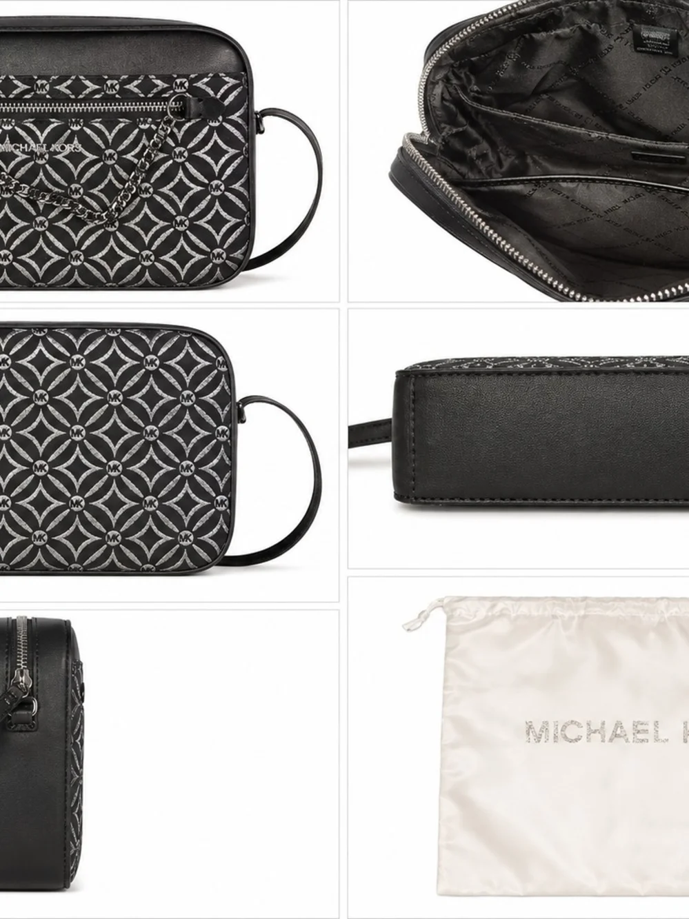 Michael Kors Black & White Logo Compact Crossbody